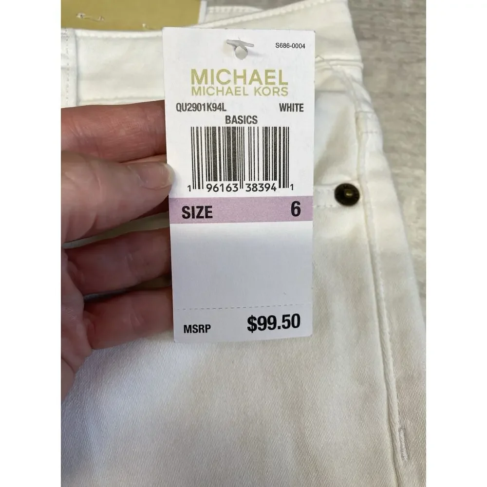 Michael Kors Jeans Womens 6 NEW Izzy Skinny Ankle White Stretch Coastal Denim